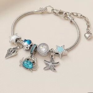 Starfish and Crab Charm Bracelet